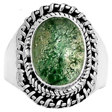 Natural Green Aventurine 925 Sterling Silver Ring s.7 Jewelry R-1279