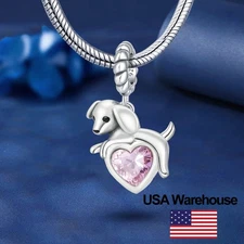 S925 Sterling Silver Puppy Charm Beads Fit for Bracelets DIY Jewelry Women Gift