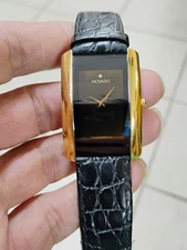 Movado Eliro Swiss Made Ref. 87C1480 Rectangular Gold Tone Chocolate Dial Watch