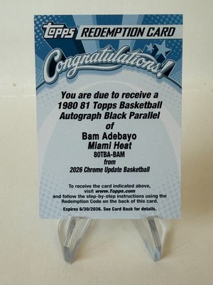 2025-26 Topps Chrome Update Bam Adebayo Black #'d /10 Auto 1980-81 Redemption