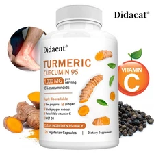 Turmeric Curcumin Supplement W/ Ginger MCT Oil Fat-Soluble VitaminC Black Pepper