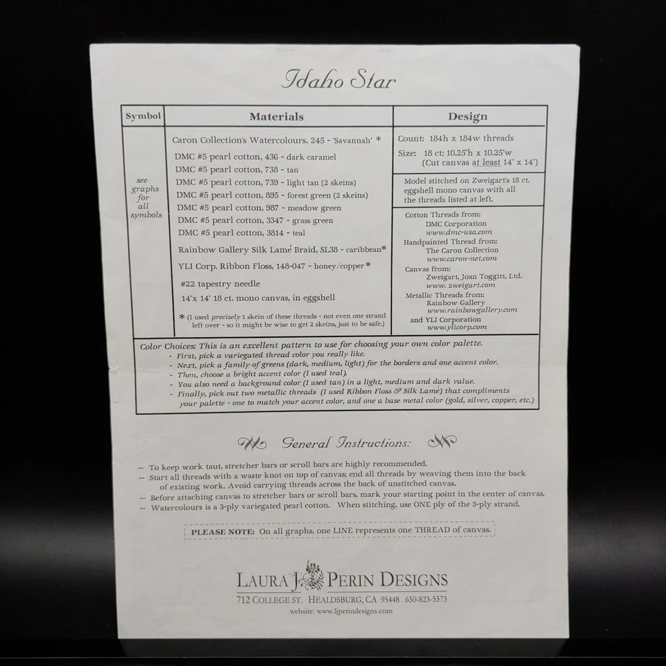 Idaho Star Needlepoint Pattern - 9x9 Laura J Perin Designs - Image 3 of 3