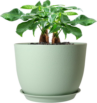 12Inch Large Plant Pot, Modern Plastic Planter with High Driange Holes and Sauce