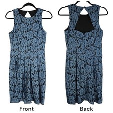 Eliza J Lace Fit & Flare Cocktail Mini Dress Blue Black Size 4