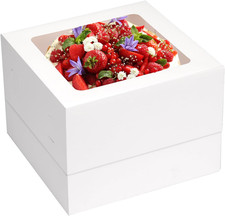 10Pcs Cake Boxes 12X12X8 Inch White Bakery Boxes with Window Tall Dessert Cardbo