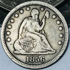 1856 Seated Liberty Quarter 25C Ungraded Choice 90% Silver US Coin CC29160