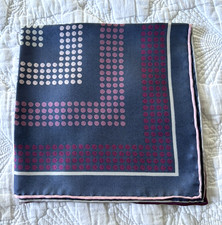 16  SILK MENs JACKET POCKET SQUARE HANDKERCHIEF BLUE PINK DOTS