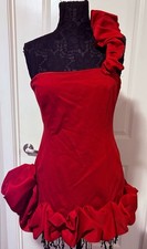 Fashion Nova Wilma Ruffle  Vibrant Red One-Shoulder Dress Size Large NWT’S