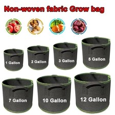Pack of 5 Fabric Grow Pots Breathable Planter Bags 2/3/5/7/10/12 Gallon Bags UK