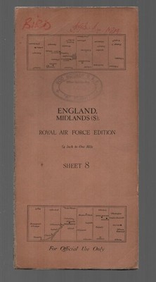 ORDNANCE SURVEY RAF KARTE DER MIDLANDS (S) ENGLAND DATIERT 1934 SEHR GUTER ZUSTAND +