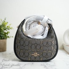 NWT Coach CCF76 Carmen Mini Crossbody Bag Metallic Signature Jacquard  Leather