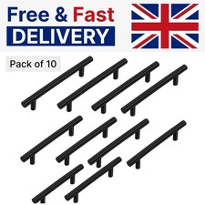 2/10PK Kitchen Cupboard Cabinet T-Bar Door Handle Brushed Stainless Steel Black