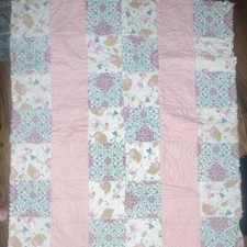 Handmade Quilted Quilt for Girls Pink Patchwork Animals Floral