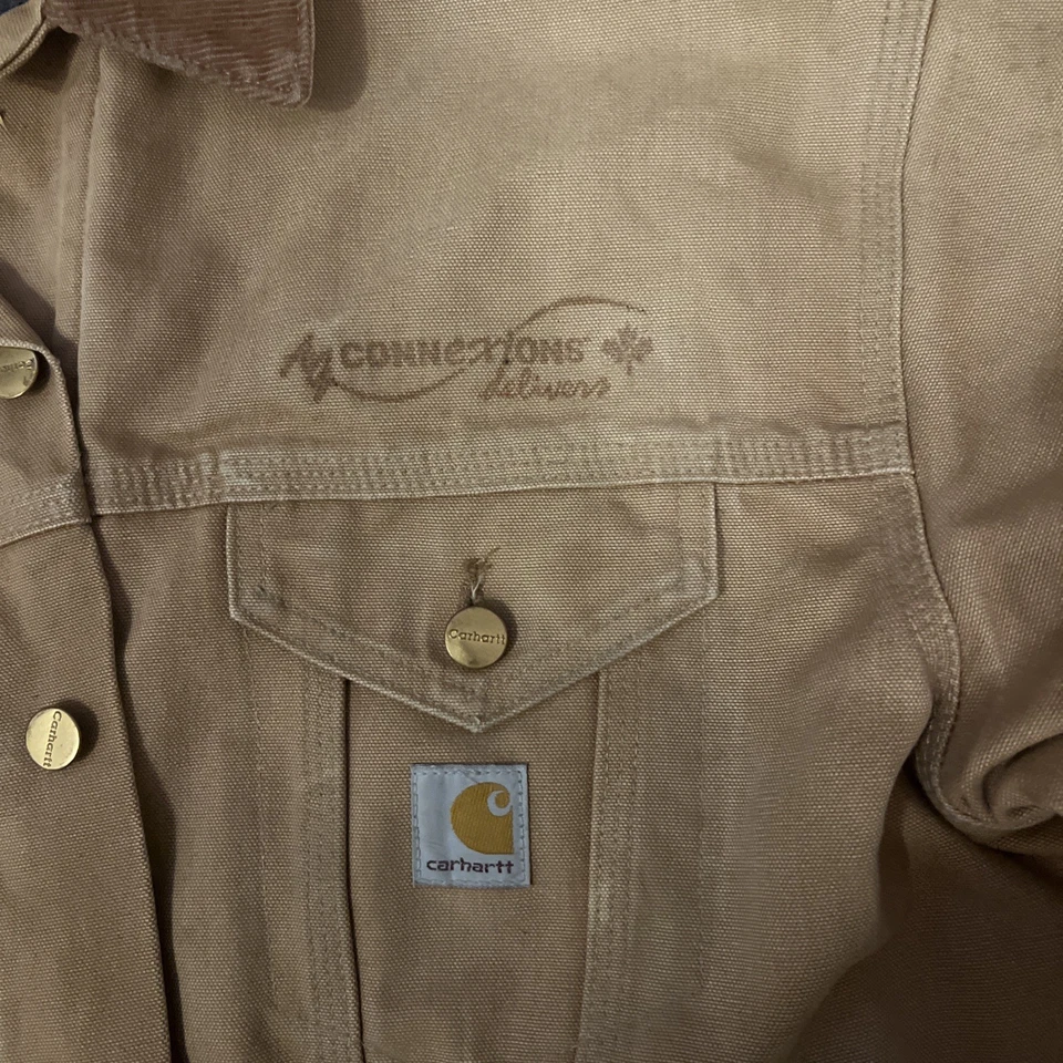 Carhartt Trucker Detroit Jacket J148 Distresed Blanket Linen Size Brown Vintage - Image 4 of 4
