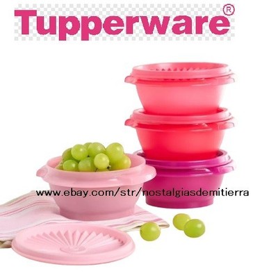 Tupperware set de 4 tazones Servalier de 340 ml. color rosa varios tonos  nuevos