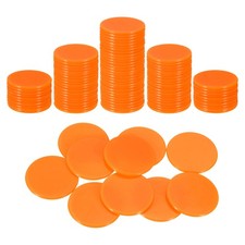 120Pcs 1.2 Inch Poker Chips, Bingo Chips Learning Counters, Orange, Flat