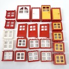 LEGO portes fenêtres rouge jaune blanc cadres vitres volets panneaux lot mixte