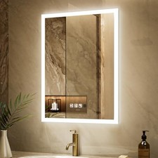 24 x 32 inch LED Bathroom Mirror with Bluetooth Speaker, 24"L x 32"W Silver