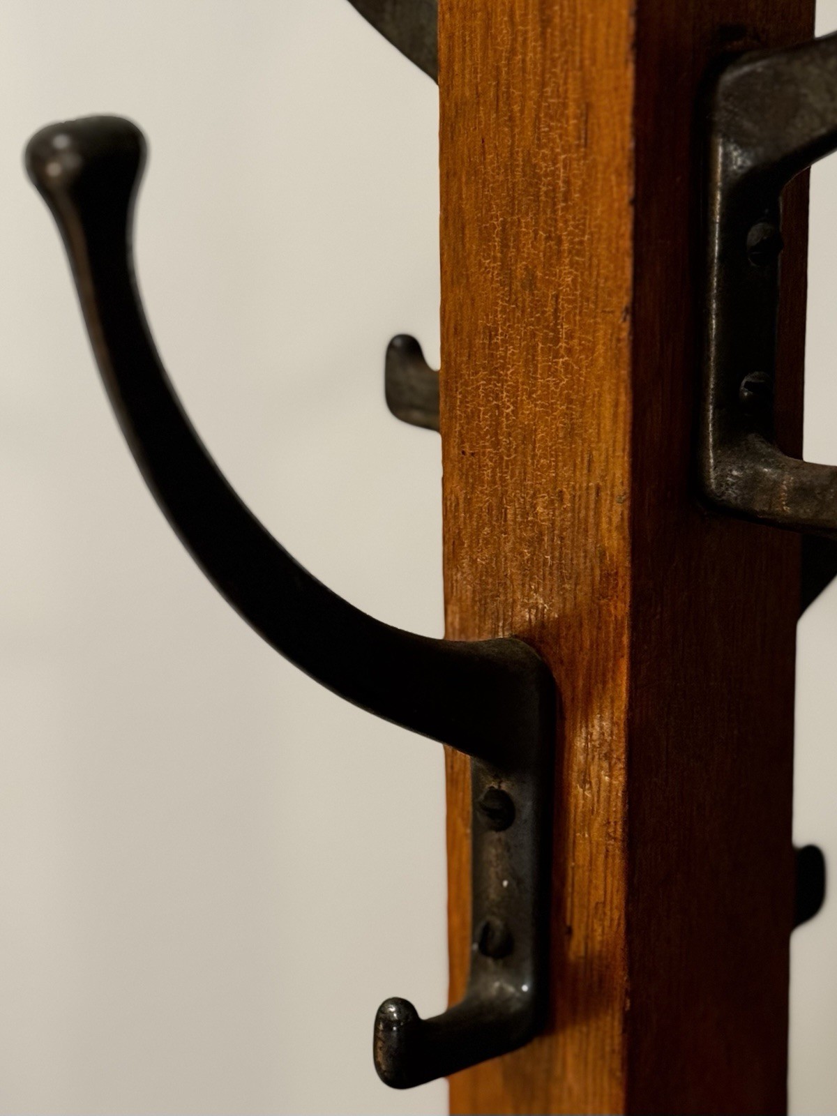 Vintage 1950's Industrial Wood Coat Tree Hat Rack Transitional