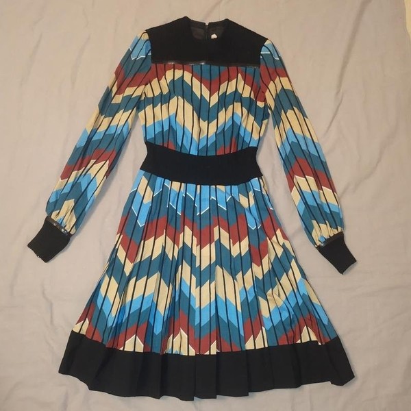 Women American Vintage Dress Multicolor Wool 36