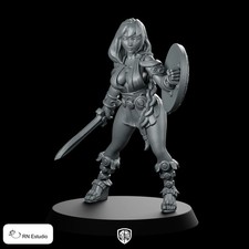 Female Hero Artemisa Warrior Miniature Sword Shield RPG 28mm & 32mm Unpainted