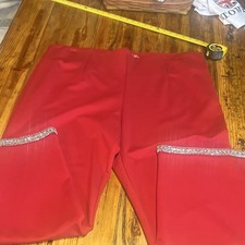 90 Investments Rich Red Holiday Wide Leg Pull On Pants Jeweled Holiday Parties