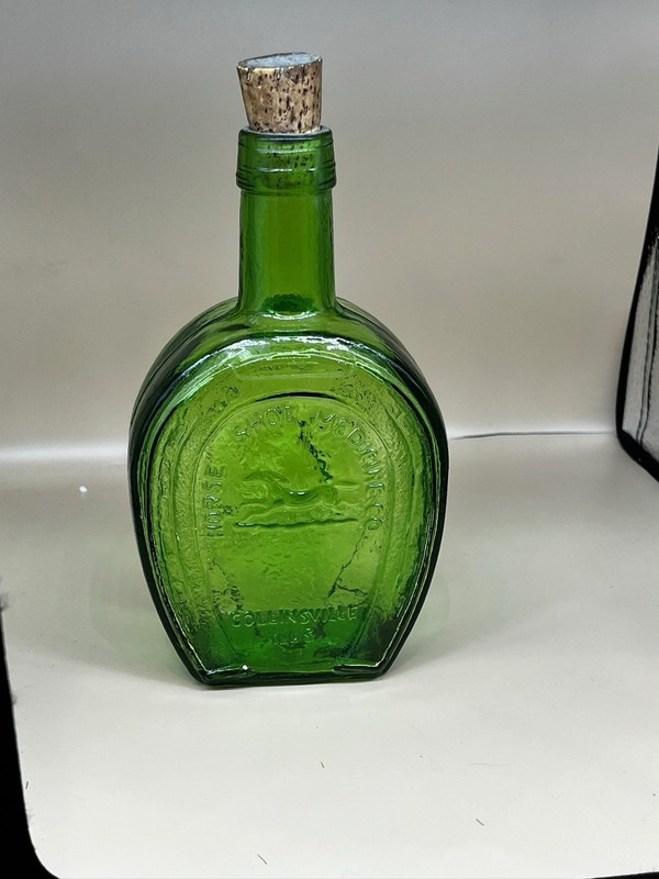 Wheaton Horse Shoe Bitters Bottle Green Glass collectible Green Glass Bottle
