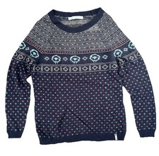 Woolrich Womens Nordic Fair Isle Sweater M Navy Knit Cabincore Cottagecore