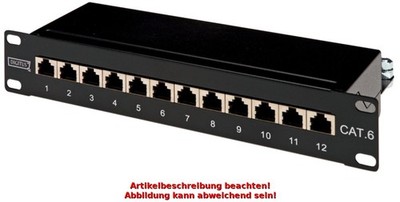 DIGITUS 10' Patch Panel Kat.6, Klasse E, 8 x RJ45, 1 HE