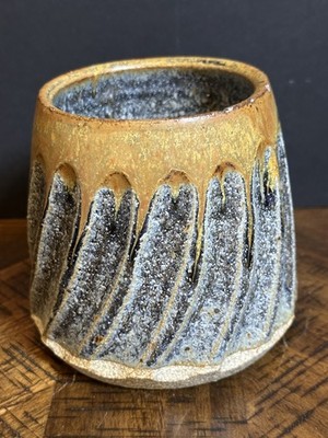 Handmade Studio Pottery Vase Rustic Drip Glaze Textured Earth Tones 4.25''