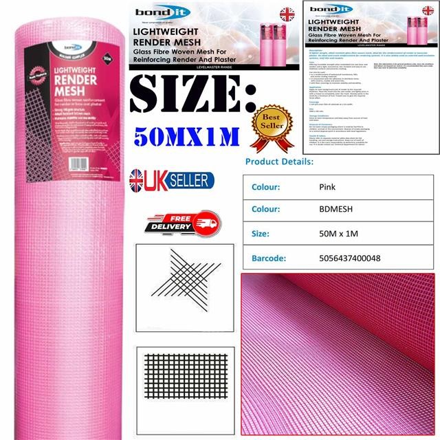 Bond It 50m Resistant Glass Fibre Woven Lightweight Render Mesh Reinforcing Roll