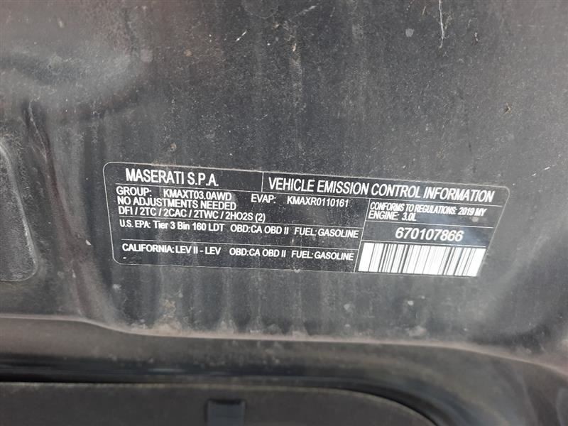 19 2019 MASERATI LEVANTE OEM REAR QUARTER GLASS WINDOW PASSENGER RIGHT 