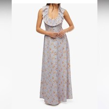 WeWoreWhat Ruffle Halter Vintage Floral Button Front Maxi Dress Size Small