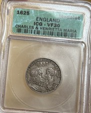 1625 England Charles & Henrietta Marriage Silver Jetton ICG VF30 Rare!