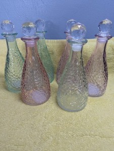 New Decorative Hammered Glass  Bottle With Glass Stopper, Various Colors