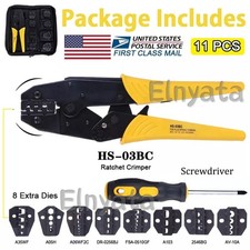 Ratcheting Crimping Tool Kit Cord End Terminals Wire Crimper Pliers w/ 8 Dies