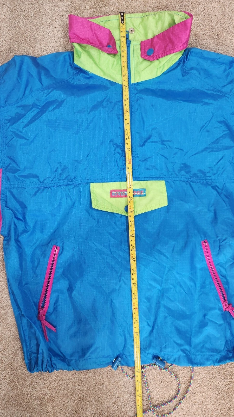 Vintage 90s Neon Colorblock Windbreaker Pullover Jacket Rivers Edge Small - product detail image 14