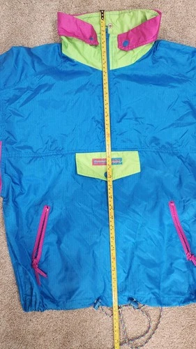 Vintage 90s Neon Colorblock Windbreaker Pullover Jacket Rivers Edge Small image 14