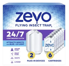 Zevo Flying Insect Trap with 2 devices + 6 Refill Cartridges (Great Deal)
