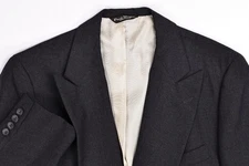 Vintage Paul Stuart Solid Charcoal Wool Double Breasted Blazer Jacket 36 R