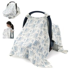 2-in-1 Muslin Baby Car Seat Cover Nursing Cover, Soft Lightweight Breastfee...