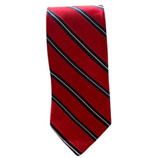 Tommy Hilfiger Necktie Men 100% Silk Texterd Striped Red White Blue Made in USA