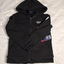 Reebok Boys L 14/16 Black Full Zip Hoodie Sweatshirt Q0394RB8 Logo Hooded Long