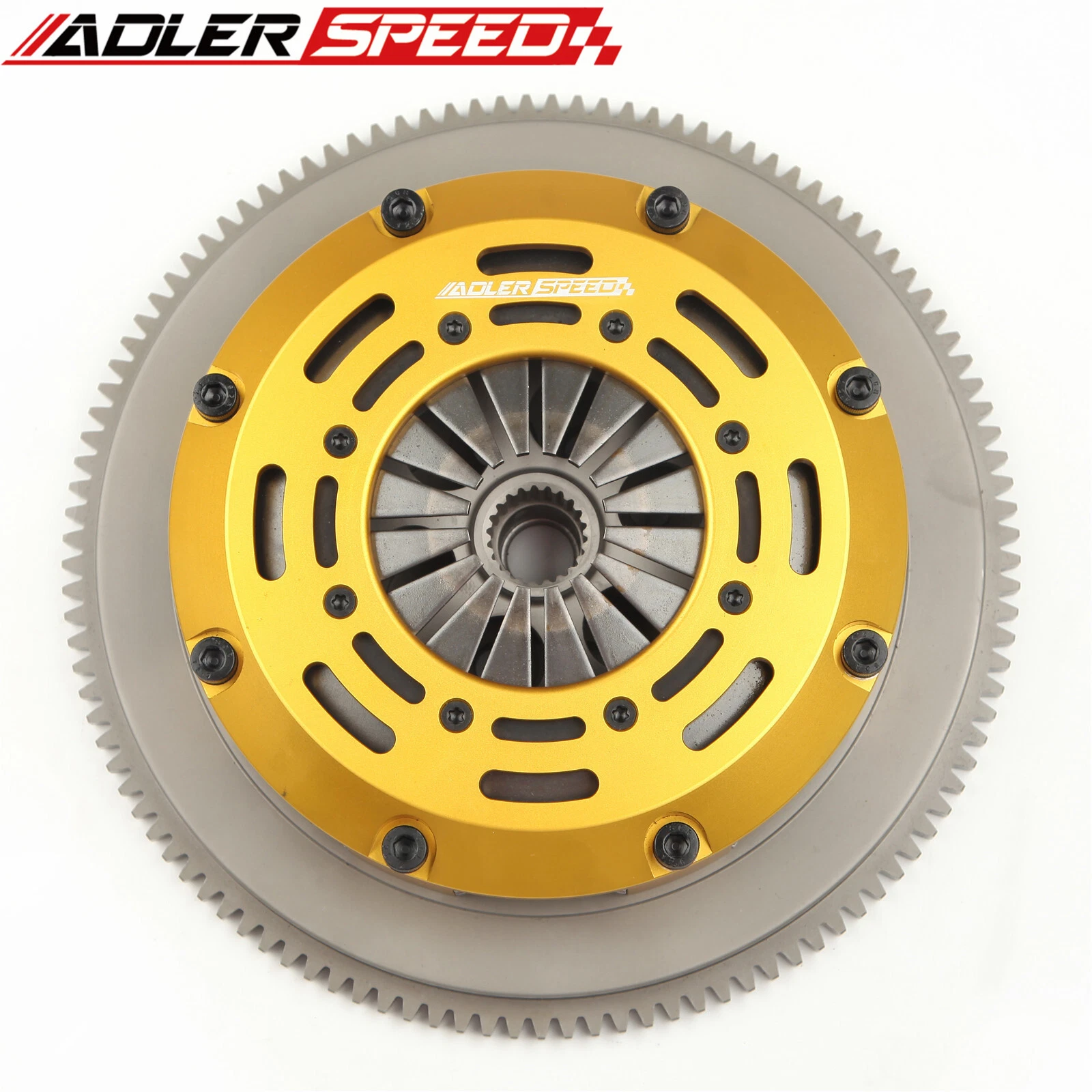 ADLERSPEED Clutch Disc 306698051231 &ndash; Ceramic Disc Style: Rigid hub Disc Size: 7.25" (185mm) Disc Quantities: 2 Disc Spline: 185 x 22T Clutch Type: Push Style Release Mechanism Clutch Cover: Aircraft Aluminum Alloy Flywheel Design: One piece standard light weight Billet Chromoly Flywheel Weight: Standard light weight Release Bearing: Include Alignment Tool: Not include &ndash; Fits 04-05 BMW 325 330 530 X3 Z4 M54 6SPEED thumbnail 4