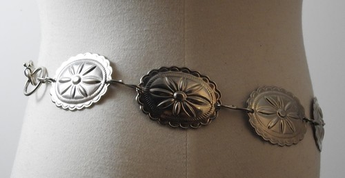 Vintage Metallgürtel ovale Blumenmedaillons für Taille oder Hüften ca. 28 Zoll B40 - Bild 3 von 14