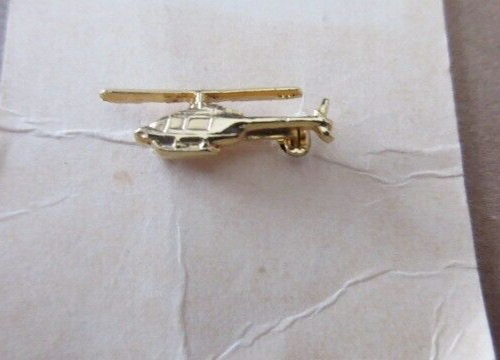 Vtg Helicopter Gold Tone Tie Tac Lapel Hat Pin