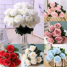 10 Heads Silk Rose Artificial Flowers Fake Bouquet Wedding Home Party Decor New
