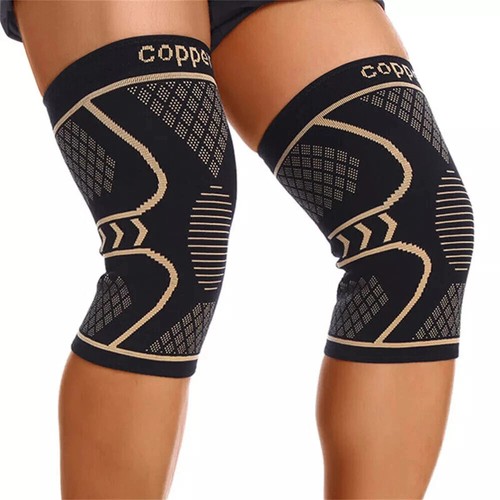 Copper Knee Brace Compression Sleeve Support Sports Joint Pain Relief Knee Pads - Picture 9 of 22
