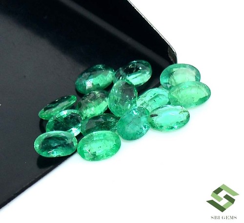 6x4 mm Natural Emerald Oval Cut Lot 14 Pcs 5.37 Cts Calibrated Loose Gemstones - Picture 5 of 7
