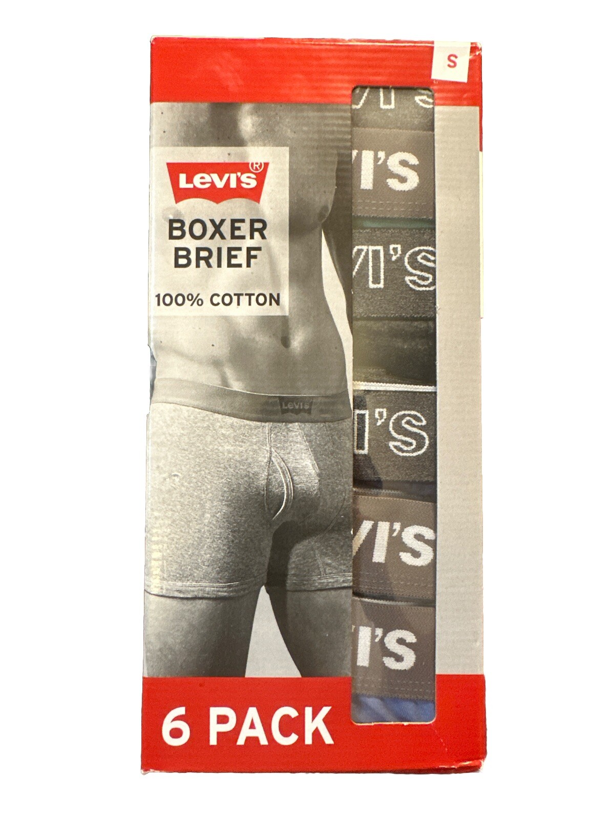 Levi's 6 PACK Boxer Brief Underwear Size S Premium Cotton Multicolor